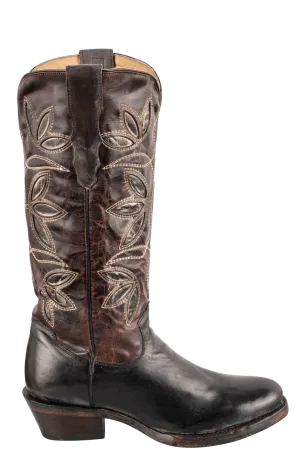 Stetson Women's Leather Vintage Floral Underlay Cowgirl Boots