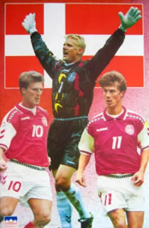 Team Denmark 1998 National World Cup Football Soccer Team Poster - Starline Worldwide (UK)