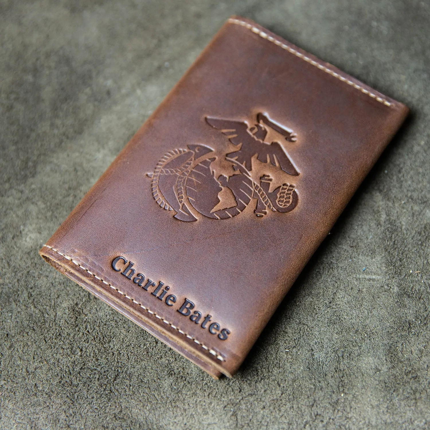 The Officially Licensed Marine Corps Pioneer Fine Leather Passport Wallet Passport Cover