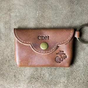The Officially Licensed Marine Corps Rosie Fine Leather Scallop Keychain Wallet