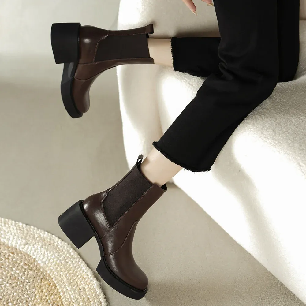 USS Shoes Alina Women's Thick High Heels Boots