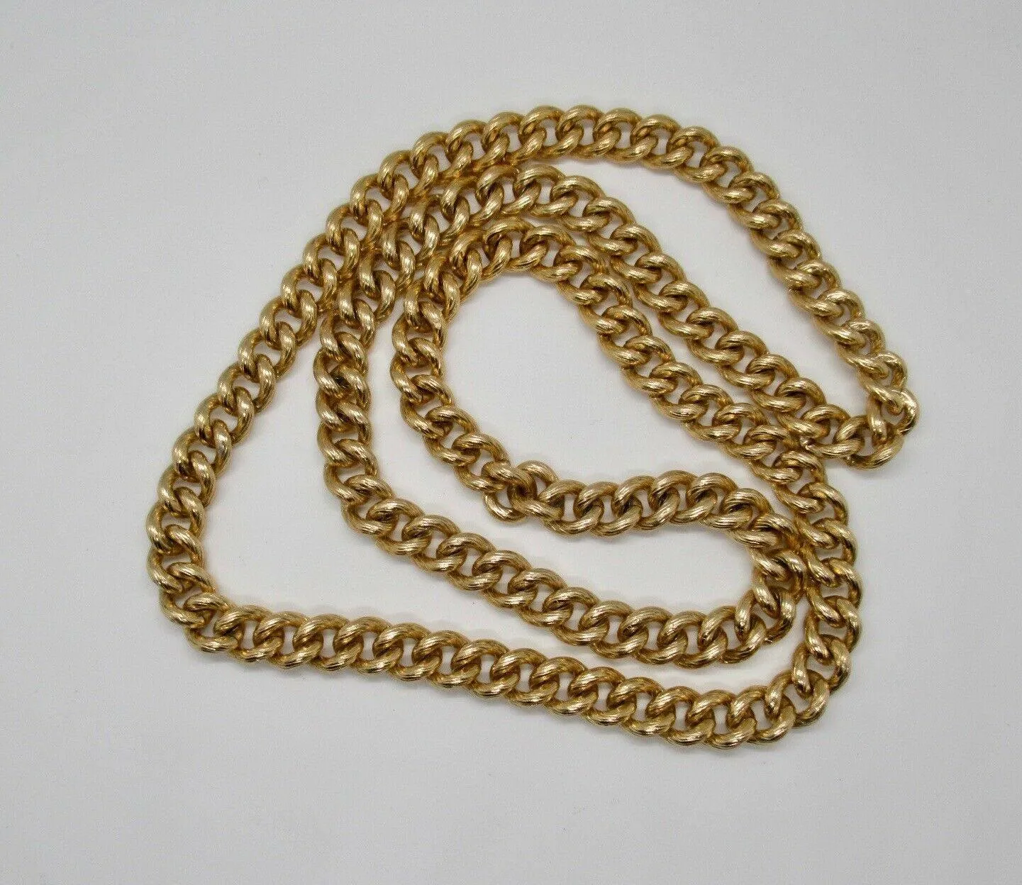 Vintage Gold Tone Heavy Textured Chain Necklace or Belt 36"