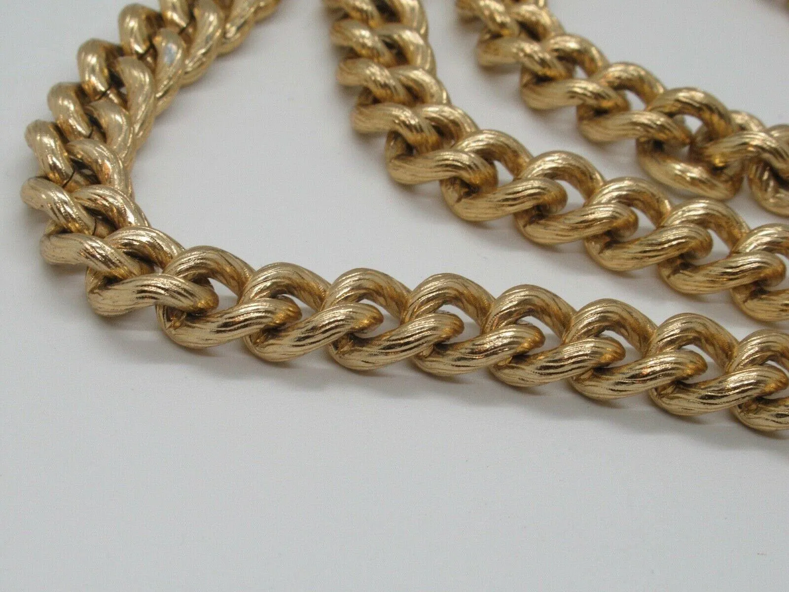 Vintage Gold Tone Heavy Textured Chain Necklace or Belt 36"