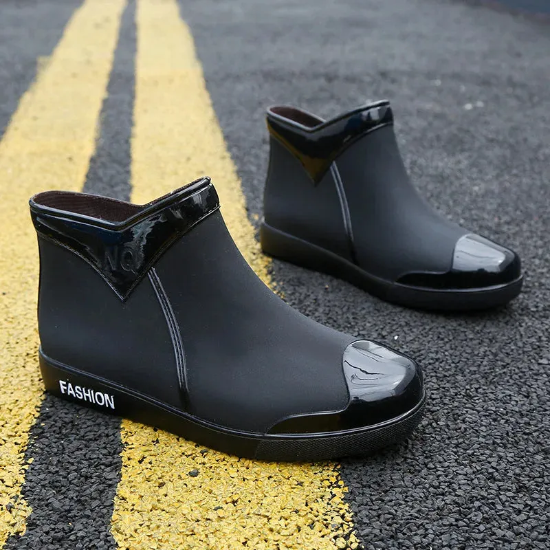 Women Ankle Rain Boots Autumn Ladies Rubber PVC Waterproof Rainshoes Water Shoes Slip On Fashion Female Flats Footwear 2020 New