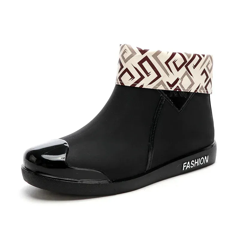 Women Ankle Rain Boots Autumn Ladies Rubber PVC Waterproof Rainshoes Water Shoes Slip On Fashion Female Flats Footwear 2020 New