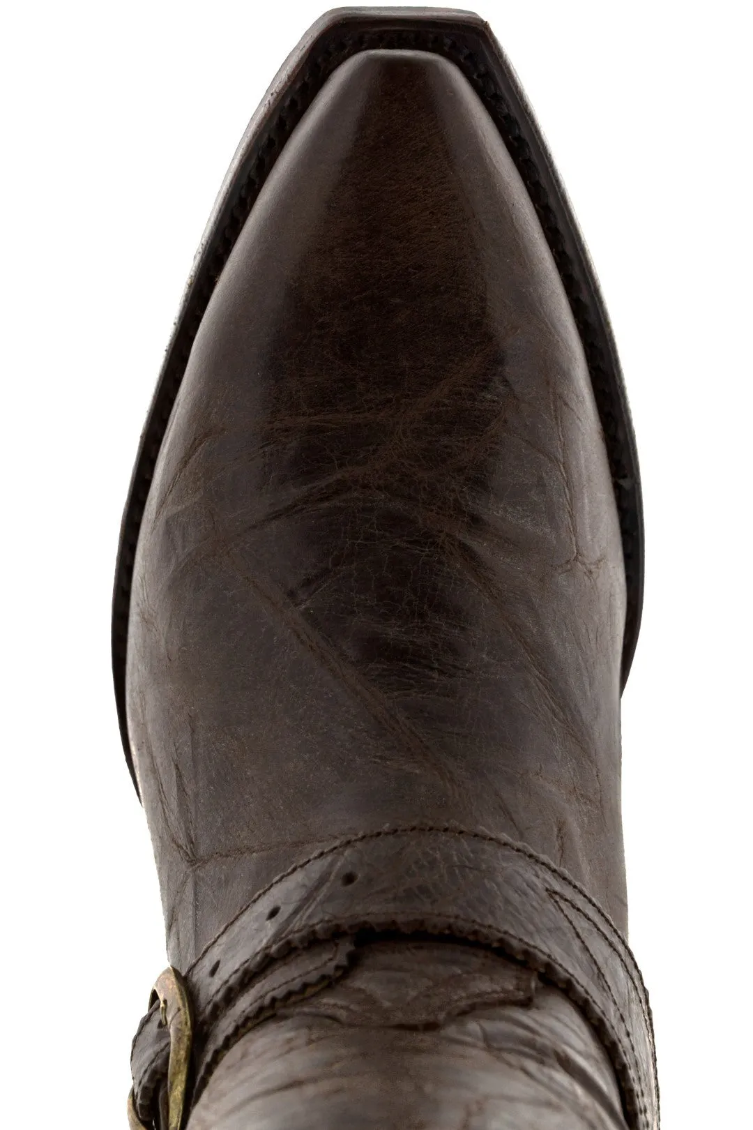 Womens Hayek Dark Brown Leather Cowboy Boots Studded - Snip Toe